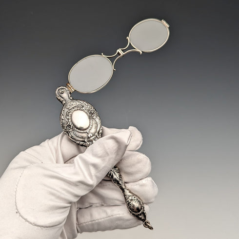 美國古董純銀精美裝飾便攜式折疊眼鏡 Roniet